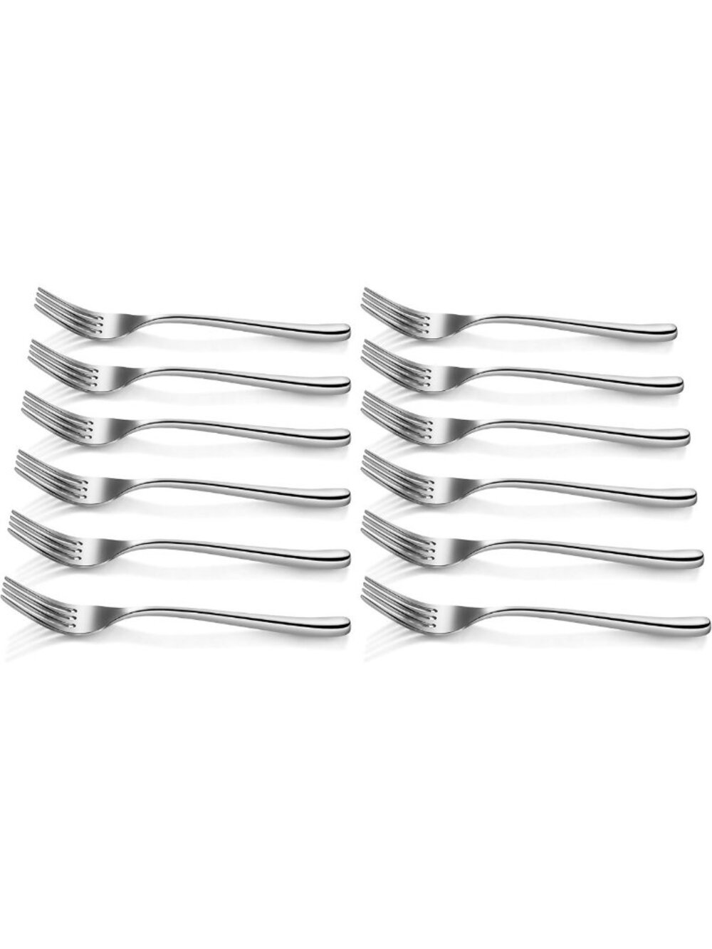 Set of 12 Stainless Steel Salad Forks - 7-Inch Durable Silver Flatware